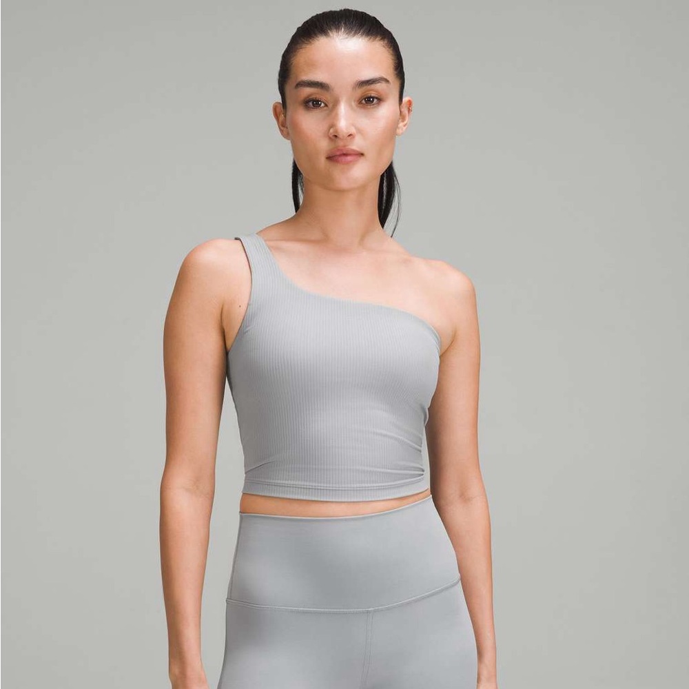 Lululemon Ribbed Nulu Asymmetrical Yoga Tank Top, Rhino Grey, 12, NWT